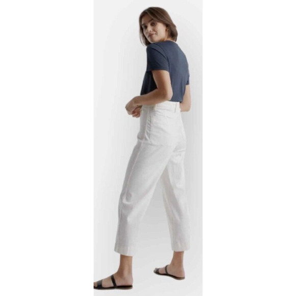 Organic Stretch Cotton Twill Wide-Leg Crop Ivory Pant 29 - Picture 3 of 3